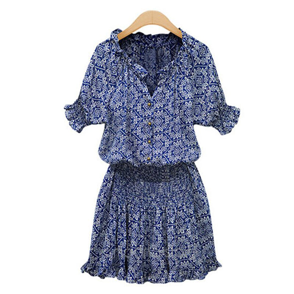 Blue short sleeve dress