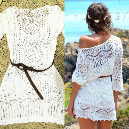 White Crochet bikini dress