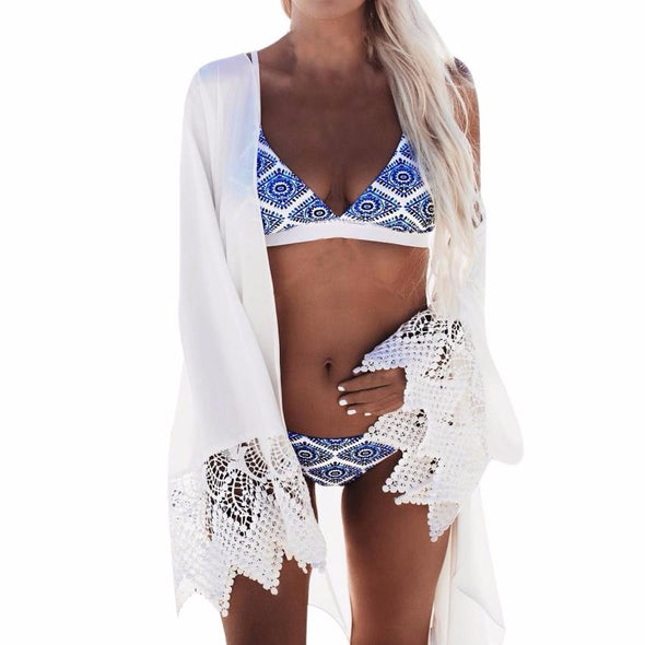 Small blue and white bikini