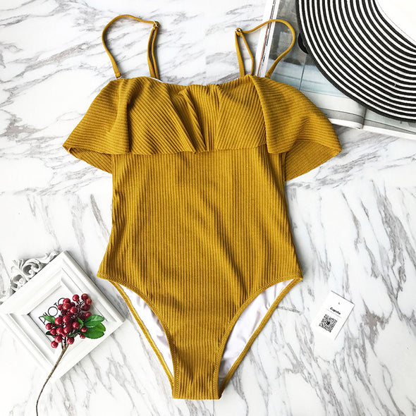 Solid Color off shoulder One Piece