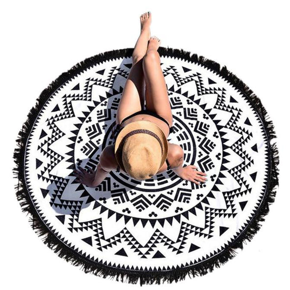 Black & white mandala beach mat