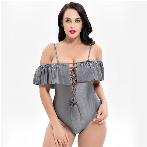 Plus Size off shoulder one piece swimsuit