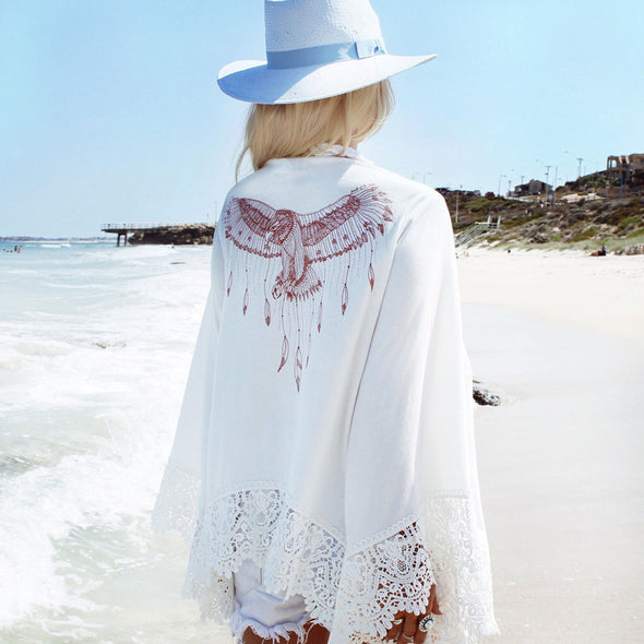 Light bikini cover up with bird