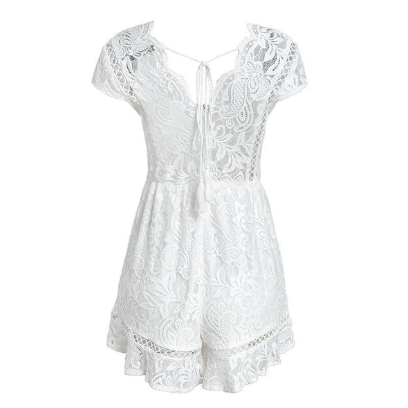 Elegant V neck lace jumpsuit
