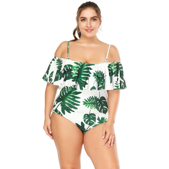 Plus size Tropical Monokini with Ruffles