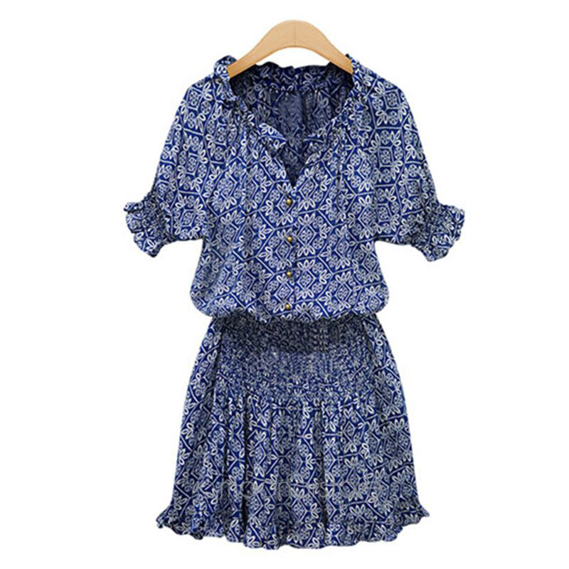 Blue short sleeve dress – Selkie Swimwear