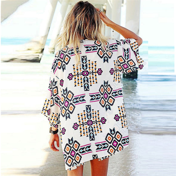 Cover-up tunic in colourful pattern