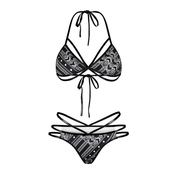 Black & white bikini with straps