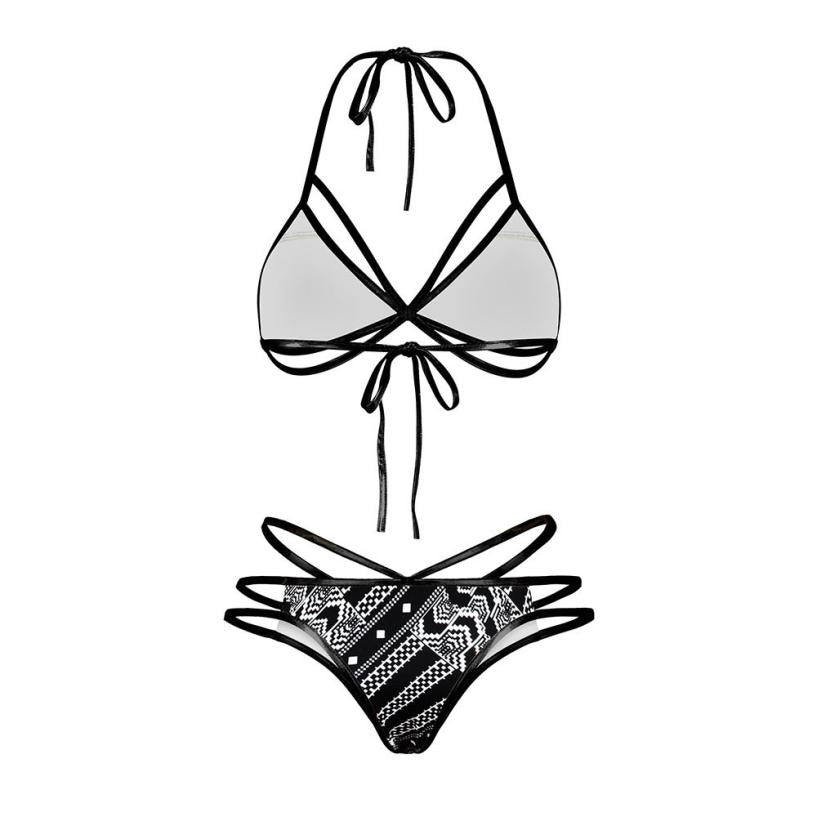 Black & white bikini with straps