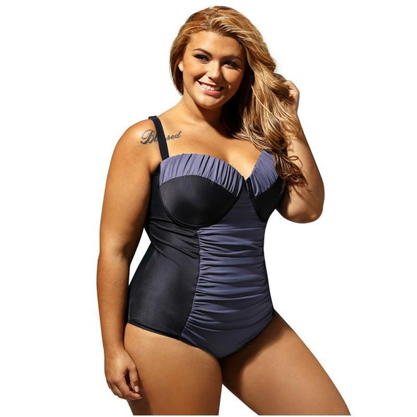 grey and black plus size swimsuit