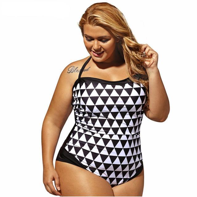 One piece black & white plus size swimsuit