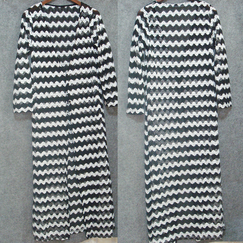 Translucent long cover up in black and white – Selkie Swimwear