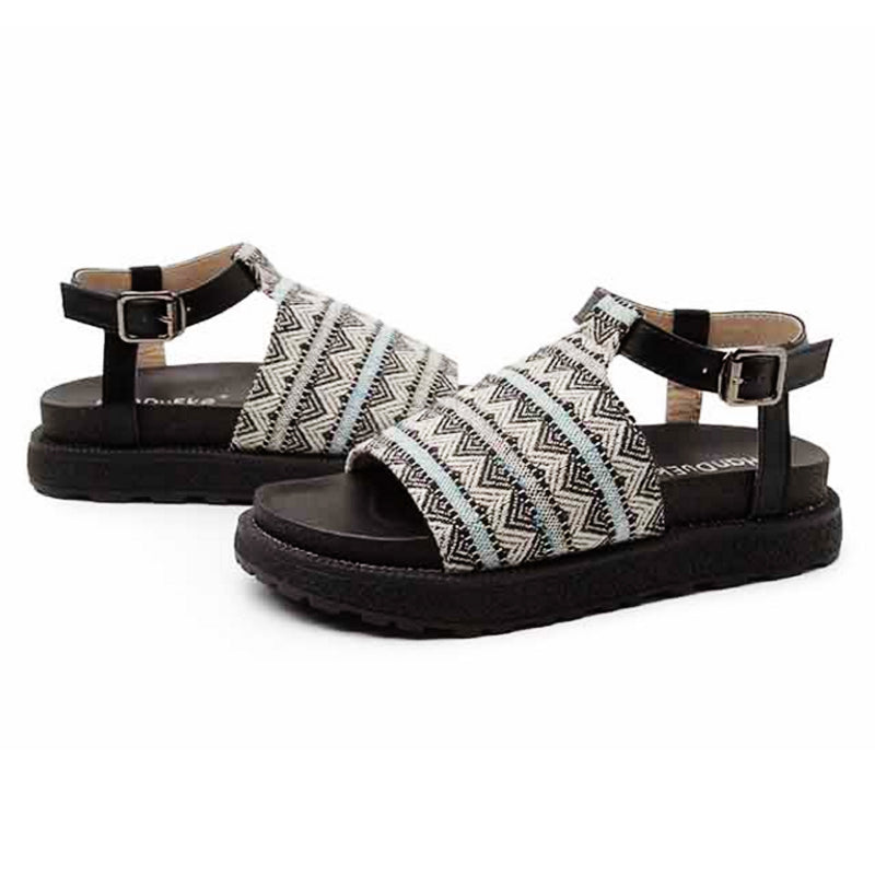 Pattern Sandals with small platform