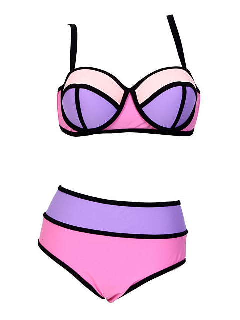 Colourful mid waist bikini